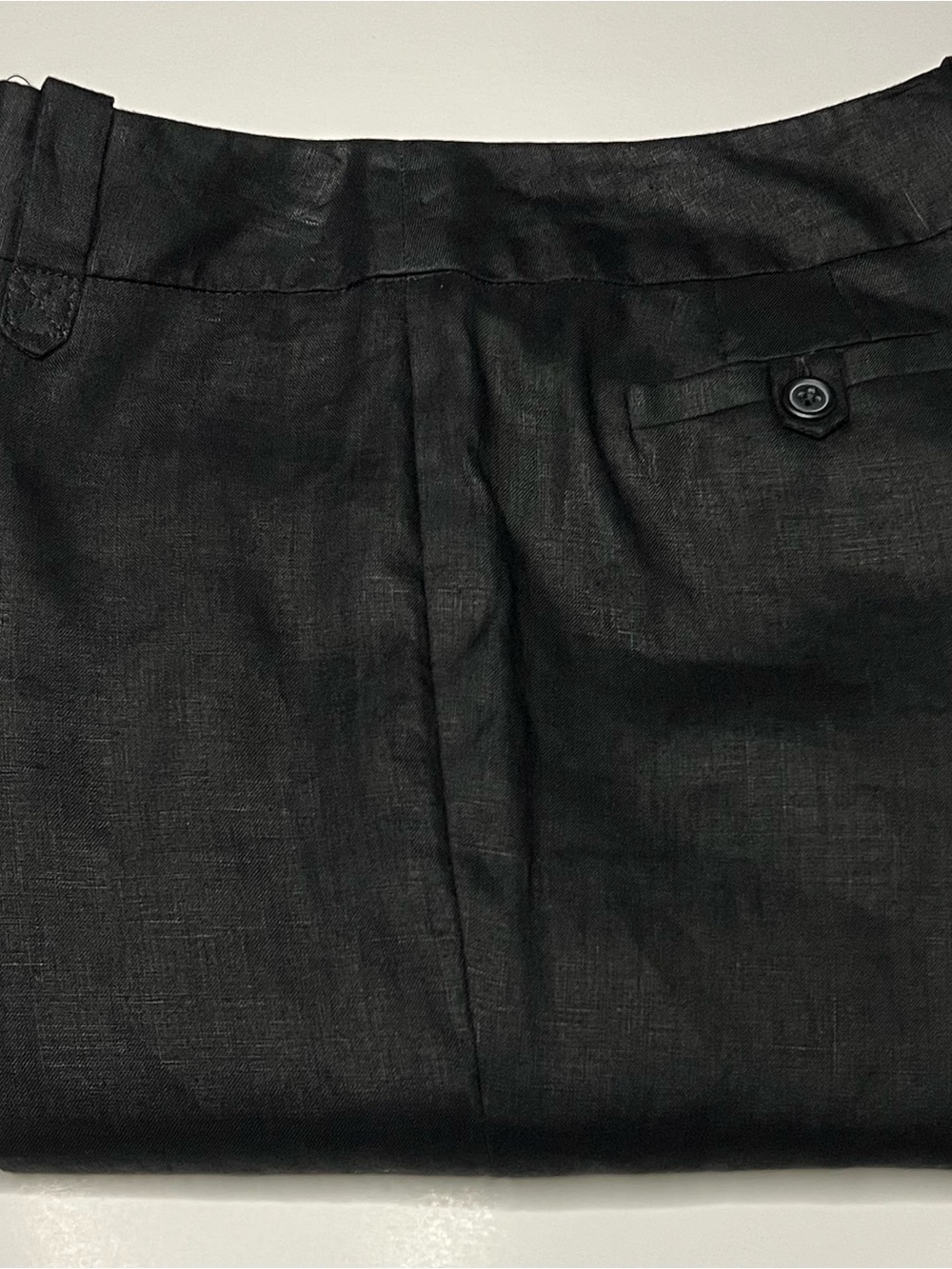 LOFT Black Linen Wide Leg Cropped Pants Women Size 0 Pockets Coastal Beach